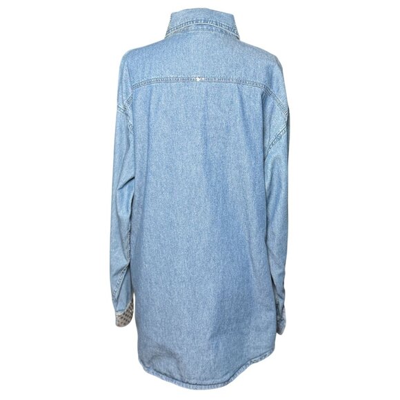 Vintage 80s Grand Ole Opry  L/XL Blue Denim Button Down Shirt Rhinestone Studs - Picture 10 of 12